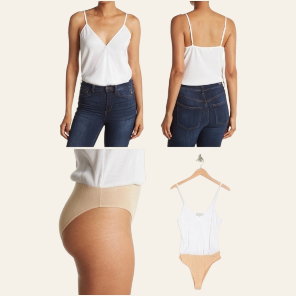 WAYF Surplice Ribbed Cami Bodysuit